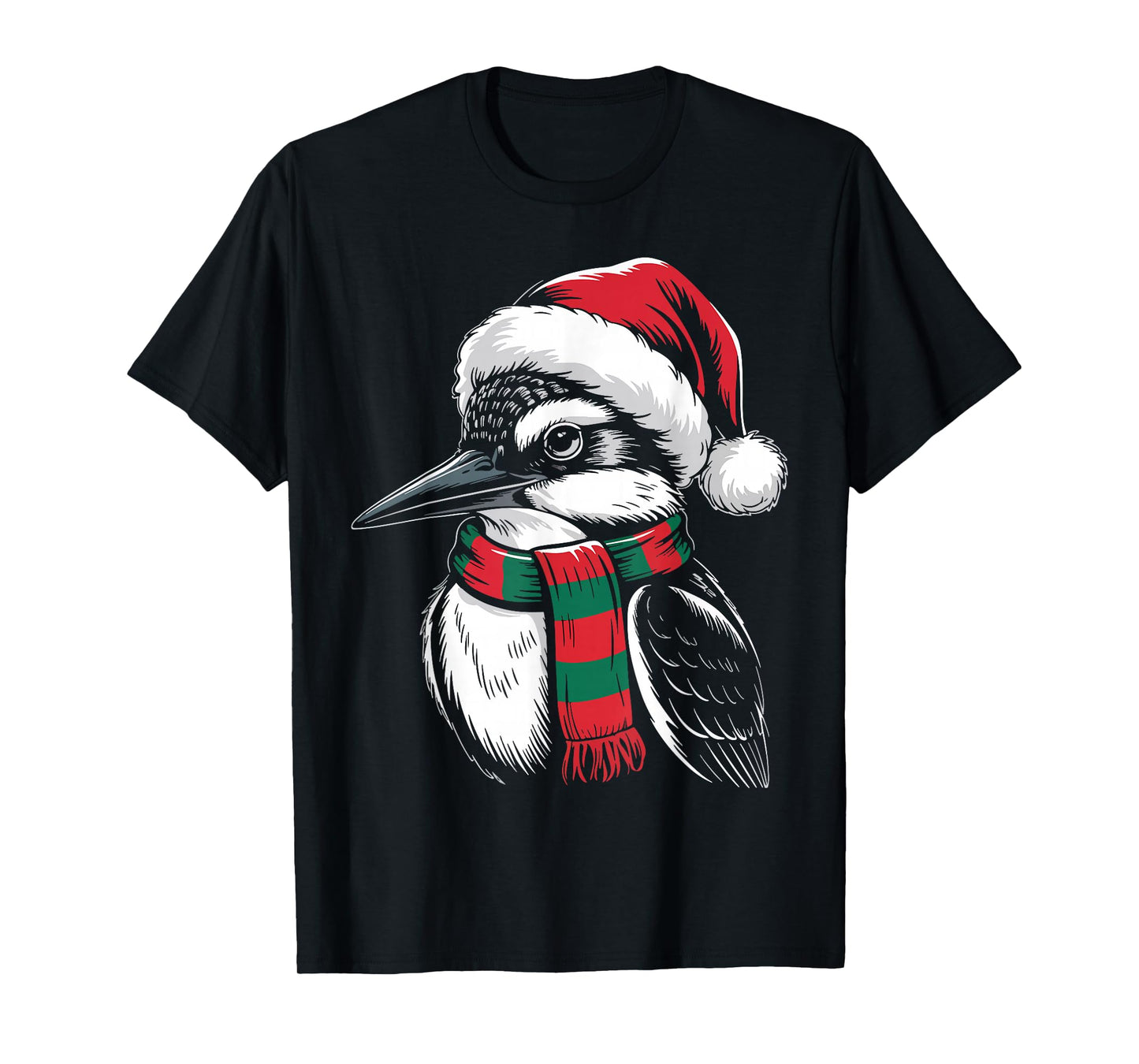 Kingfisher Xmas Santa Hat Scarf Christmas Costume T-Shirt