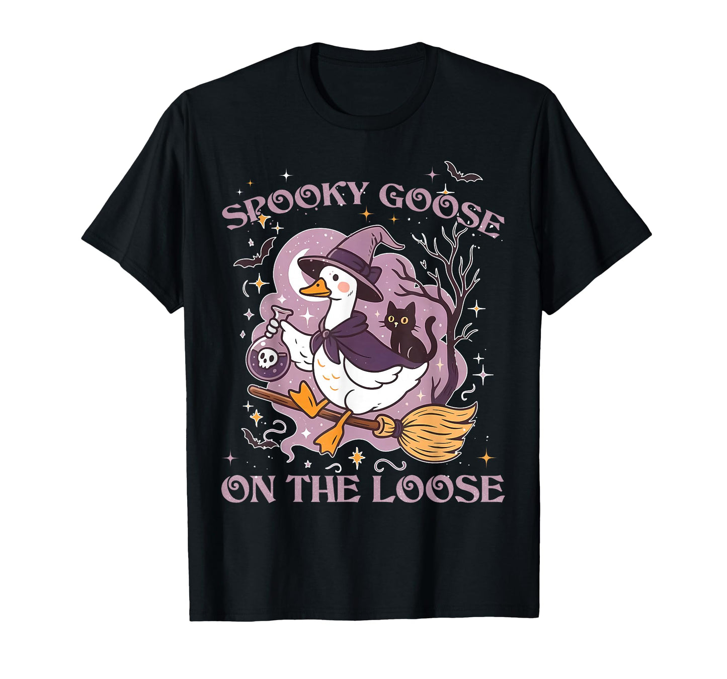 Spooky Goose On The Loose Cute Goose Witch Halloween Costume T-Shirt