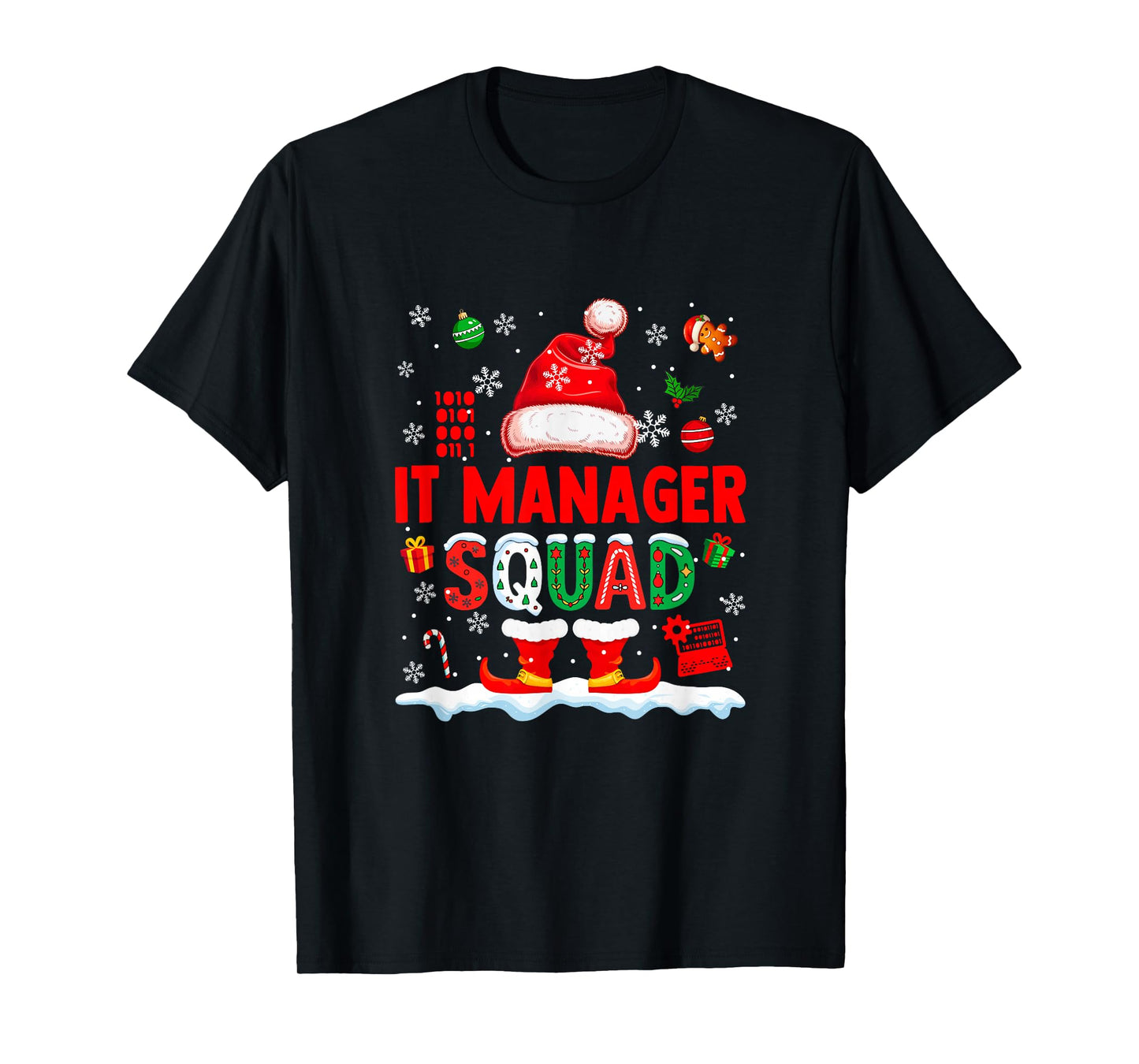 IT Manager Squad Men Job Christmas Santa Costume Bow Tie T-Shirt