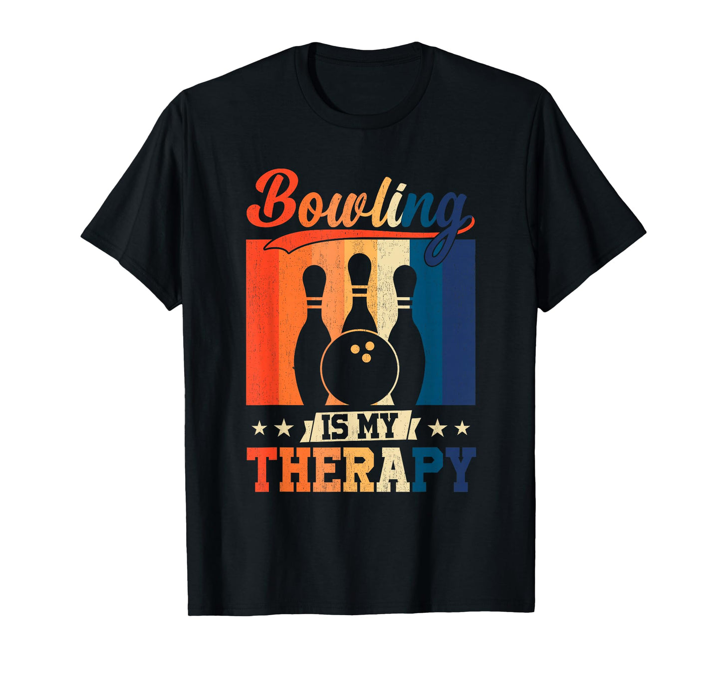 Vintage Retro Bowling Is My Therapy Funny Player Team T-Shirt