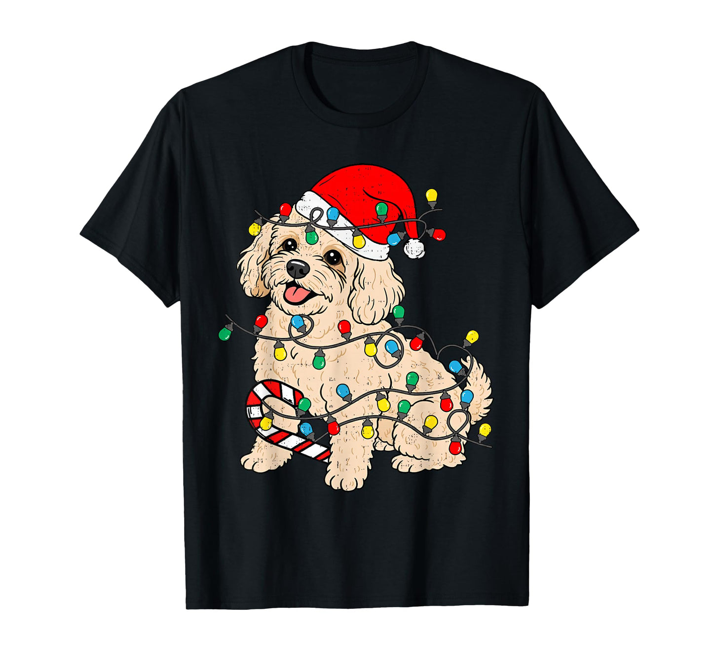 Toy Poodle Dog Christmas Lights Santa Xmas Pet Dog Lover T-Shirt