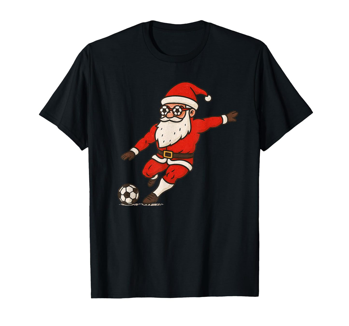 Santa Playing Soccer Christmas Vintage Funny Xmas Holiday T-Shirt