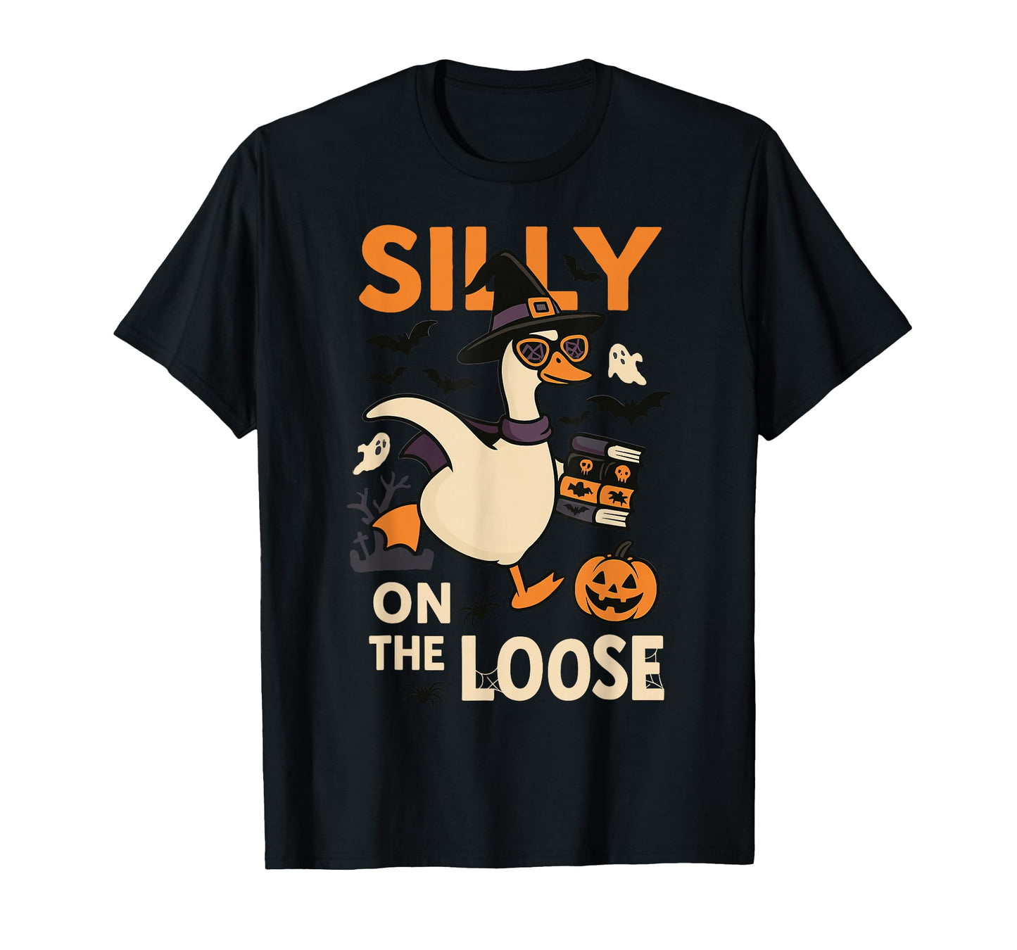 Silly Goose On The Loose Funny Halloween Witch Pumpkin T-Shirt