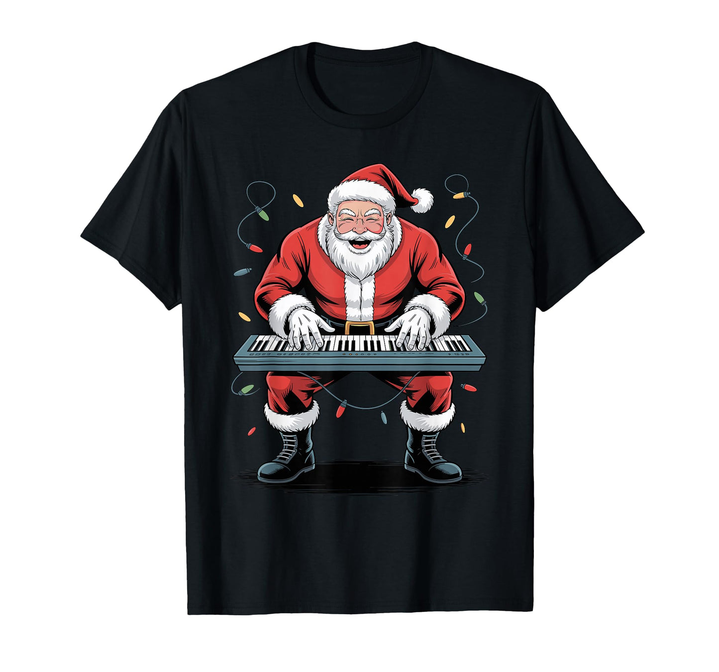 Santa Playing Digital Keyboard Funny Holiday Chrismas Xmas T-Shirt
