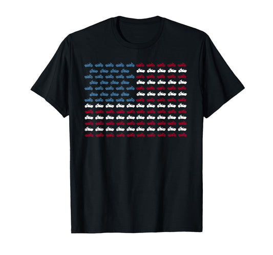 Vintage American Flag Made Of Motorcycle Funny 4th Of July T-Shirt