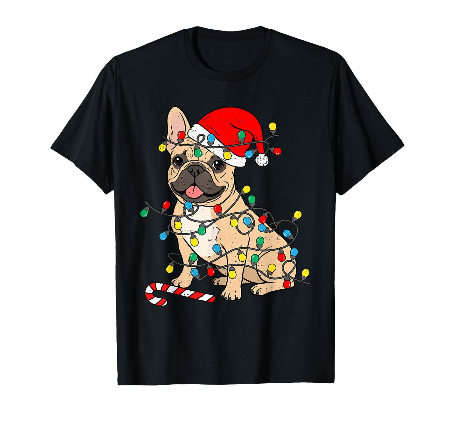 French Bulldog Dog Christmas Lights Santa Xmas Pet Dog Lover T-Shirt