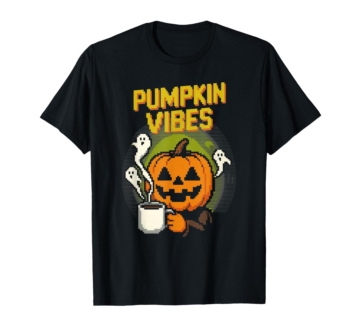Pumpkin Vibes Funny Pixel Art Jack O'Lantern Halloween T-Shirt