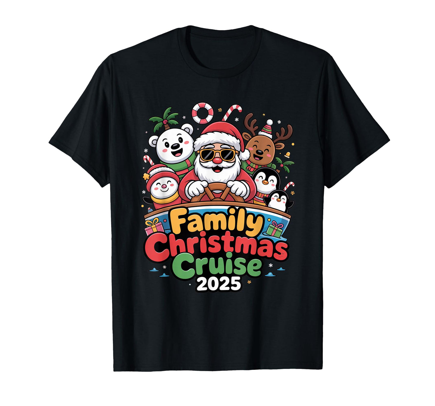 Family Christmas Cruise 2025 Santa Xmas Family Matching Crew T-Shirt