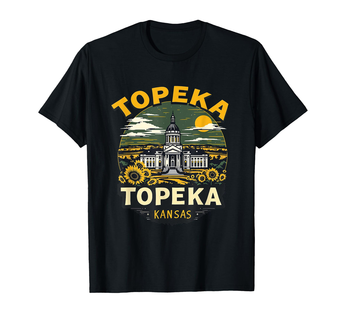 Topeka Skyline Vintage Topeka Kansas Floral Cityscape T-Shirt