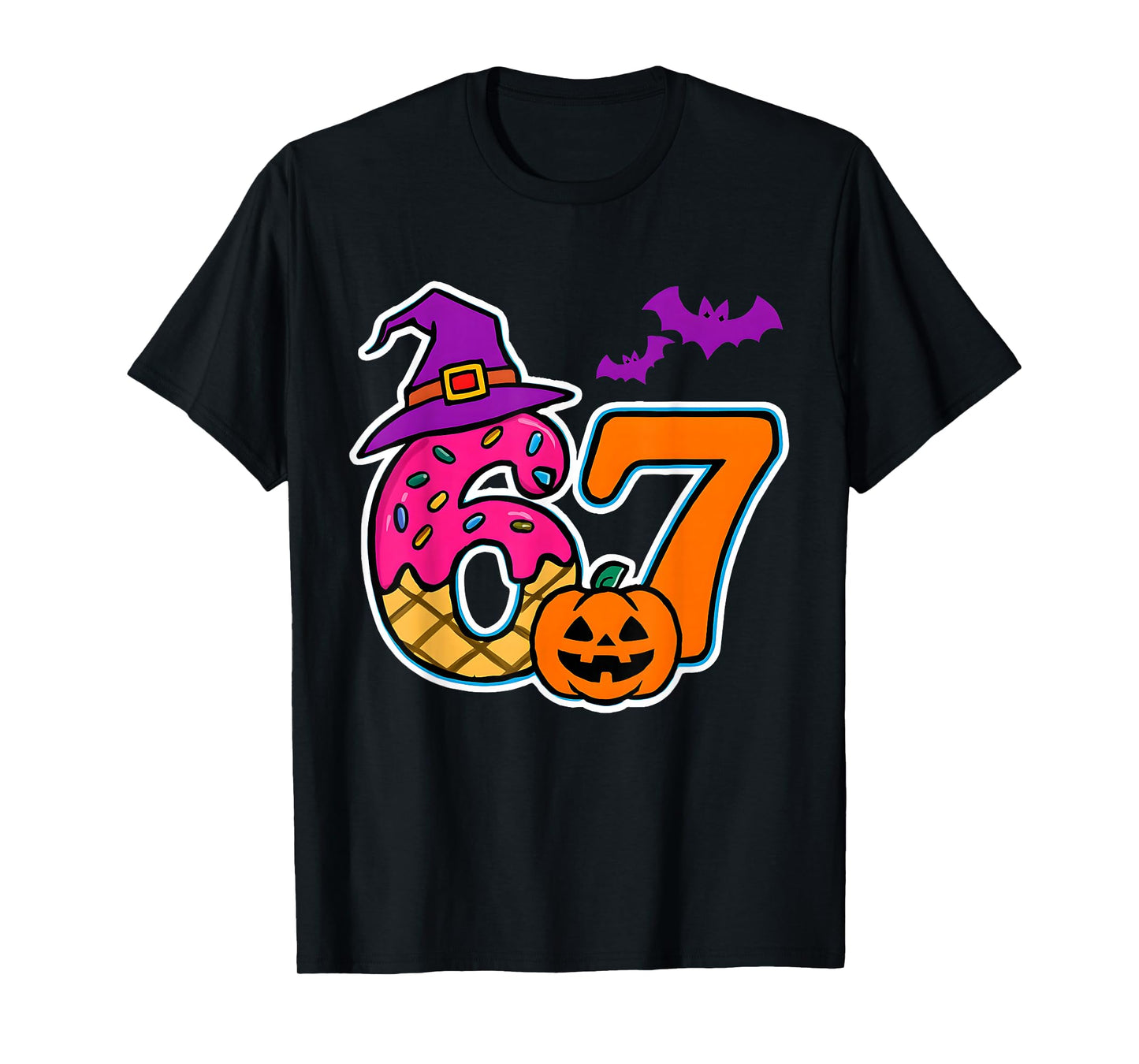 Halloween Number 67 Pumpkins Bats Witch Hat Candy Seven T-Shirt
