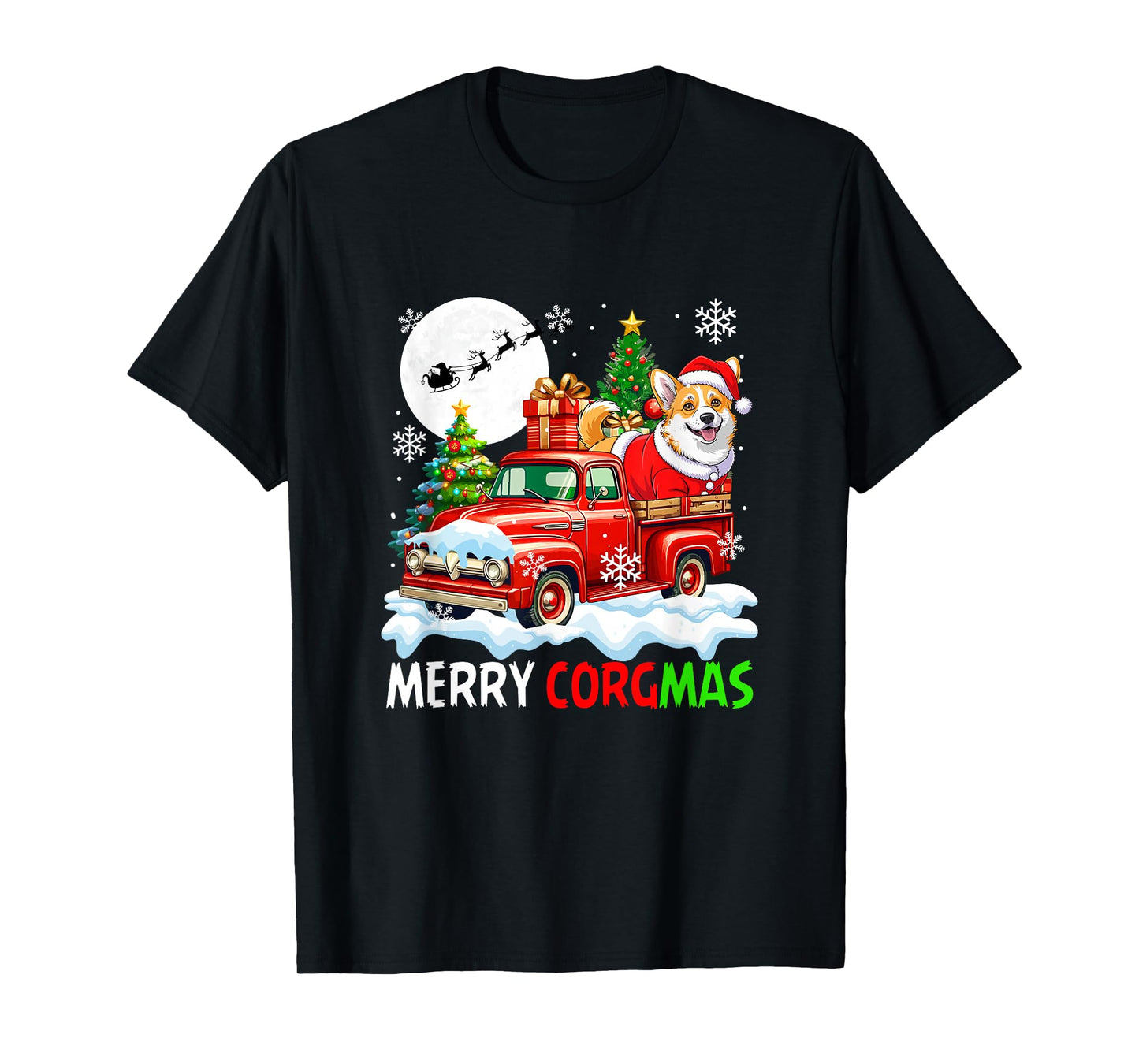 Merry Christmas Santa Corgi On Pickup Truck Owner Kids T-Shirt