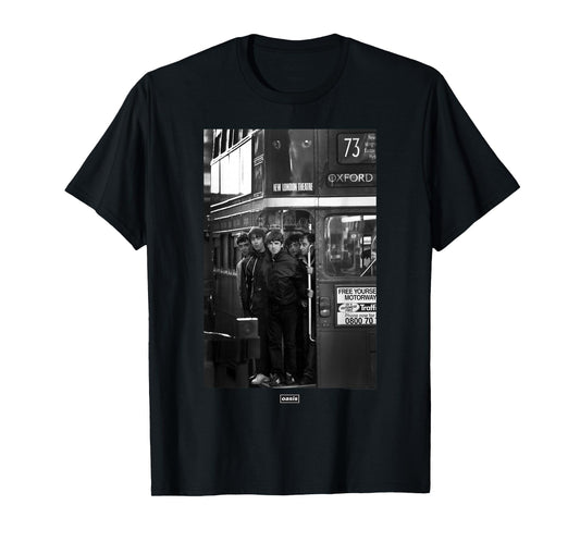 Oasis London Bus Photograph Unisex-Kids T-Shirt - Black, Small