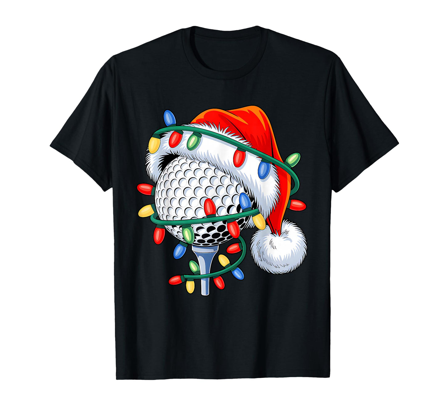 Golf Ball Santa Hat Xmas Funny Christmas Boys Men Golf Lover T-Shirt