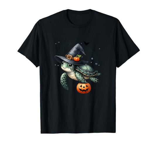 Turtley Spooky Cute Sea Turtle Witches Hat Halloween T-Shirt