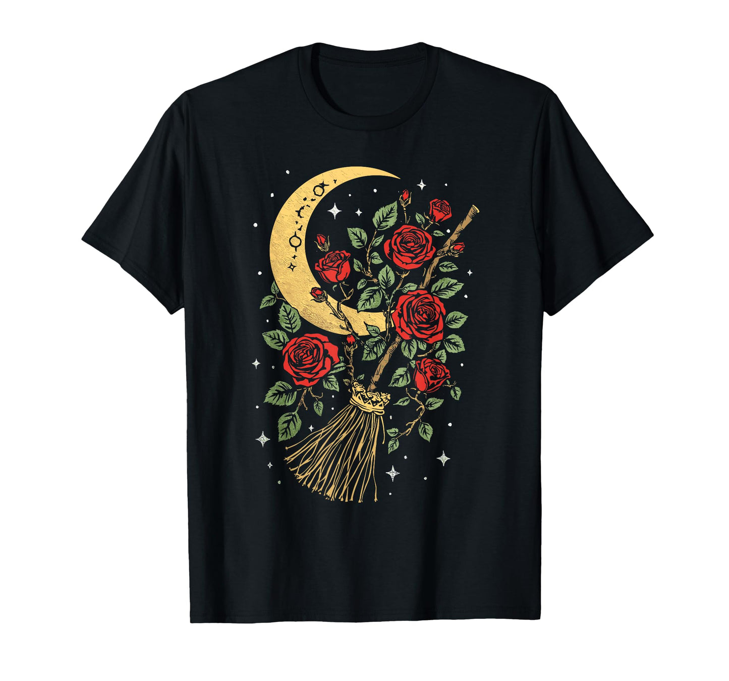 Enchanted Broomstick Botanical Lunar Mystical Flight T-Shirt
