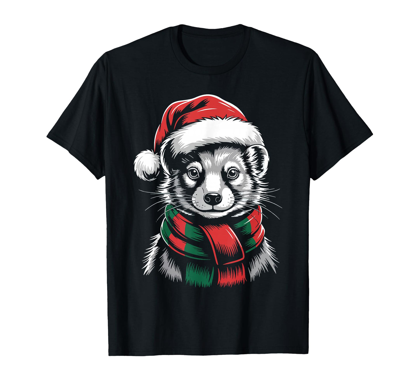 Mongoose Xmas Santa Hat Scarf Christmas Costume T-Shirt