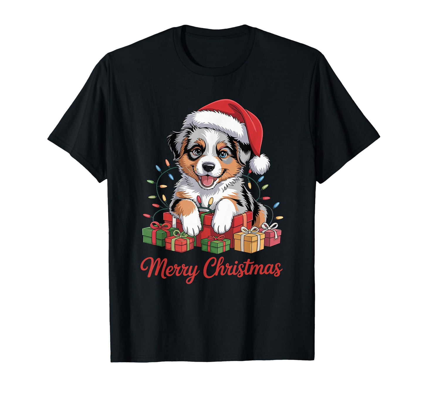 Cute Australian Shepherd Christmas Holiday Aussie Dog Lover T-Shirt