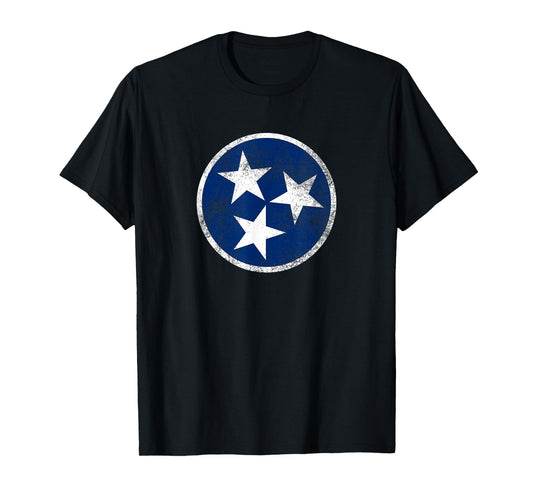 Tennessee Flag Tristar Logo Retro Vintage Distressed T-Shirt