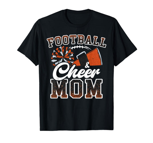 Loud Proud Football & Cheer Mom Cheerleader Mom Mama Orange T-Shirt