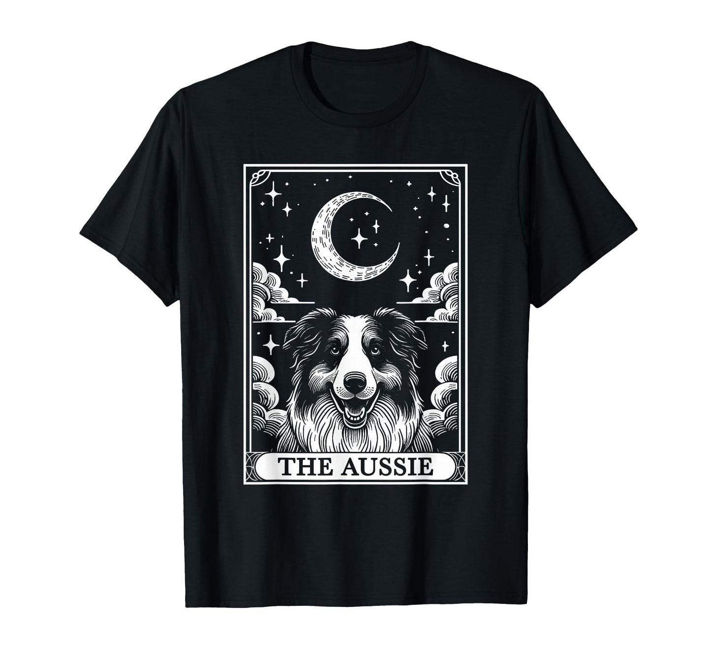 Tarot Card Vintage Crescent Moon Australian Shepherd Dog Mom T-Shirt