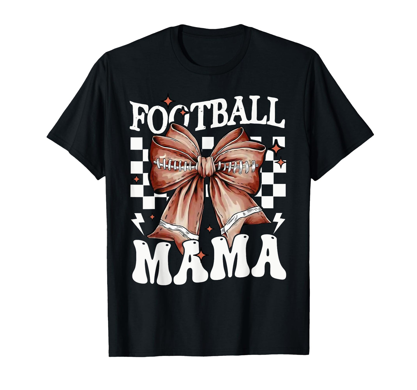 Coquette Bow American Football Mama Thanksgiving Autumn Fall T-Shirt