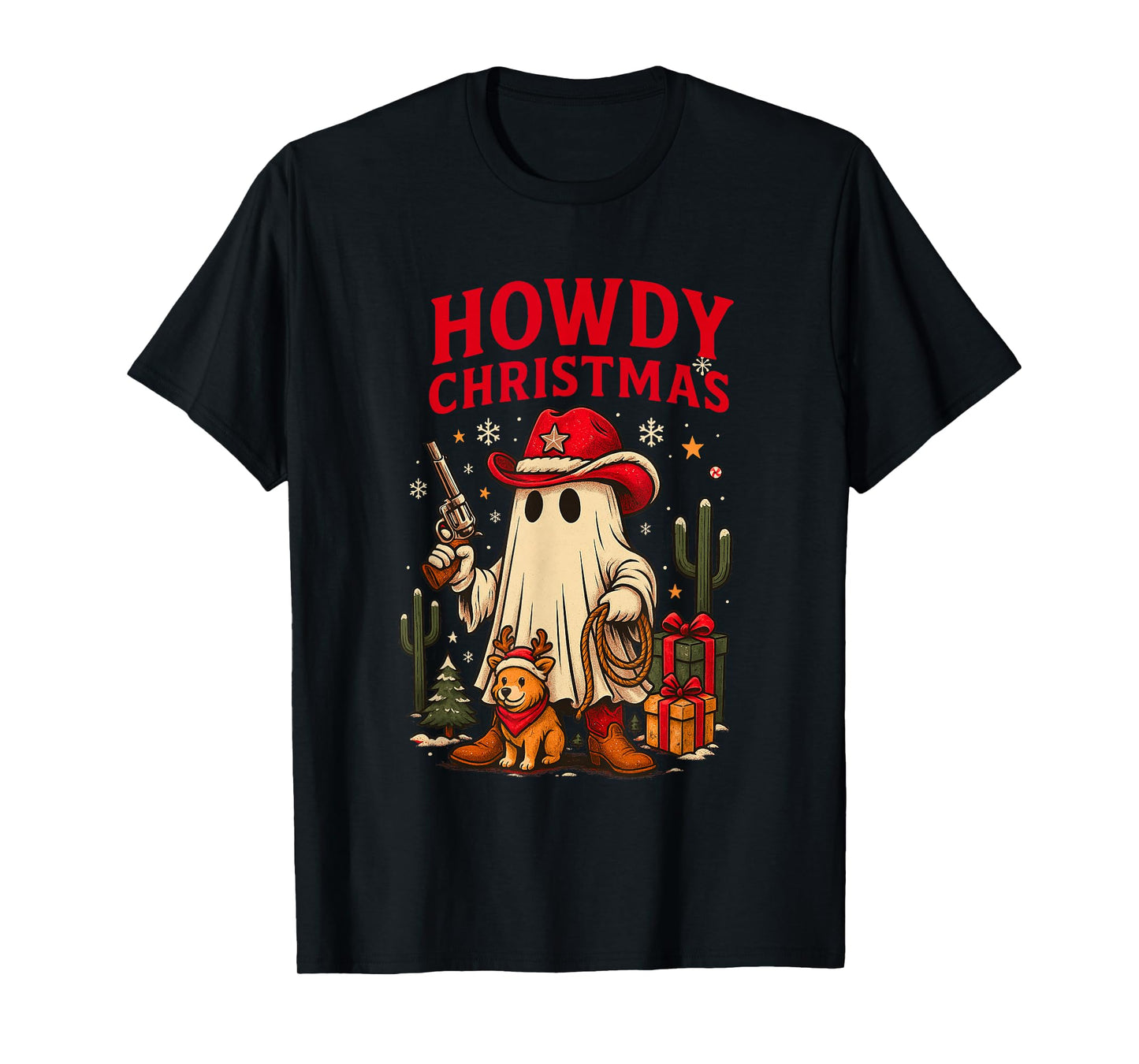 Howdy Christmas Cowboy Ghost Western Santa T-Shirt