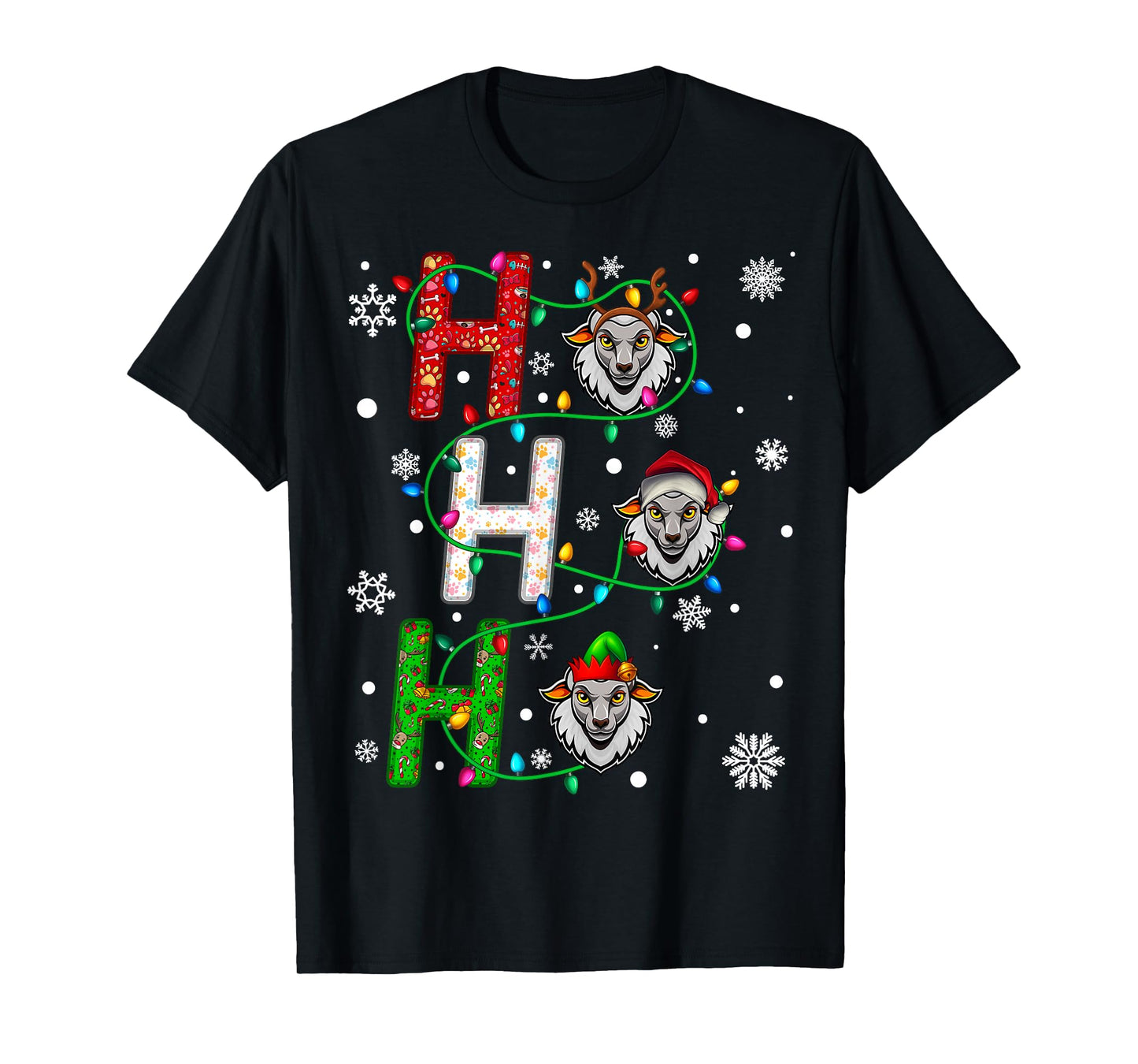 Matching Christmas Santa Hat Ho Ho Ho Sheep Animal Xmas T-Shirt
