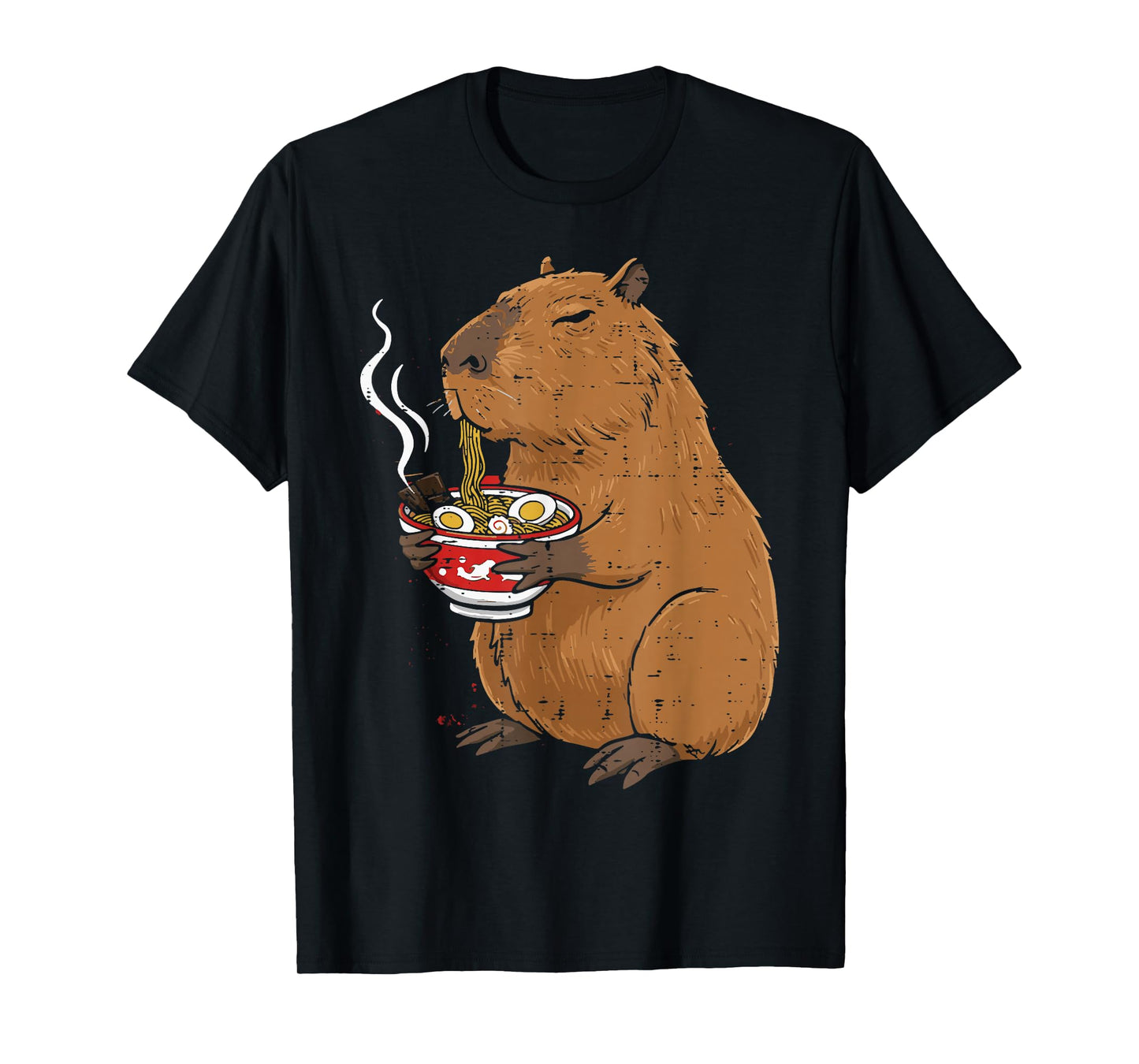 Capybara Eating Ramen Funny Japanese Food Men Women Kids T-Shirt