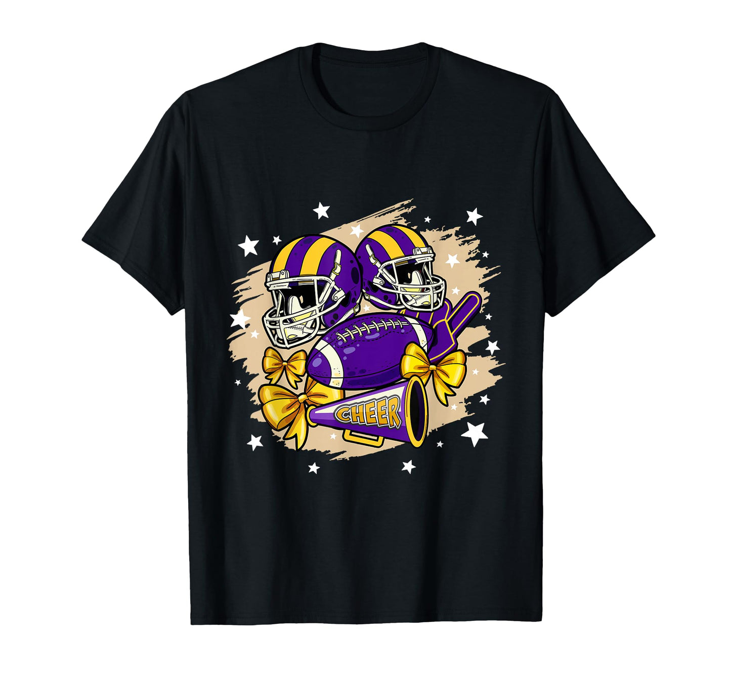 Football Cheer Mom Sister Coquette Bow Game Day Purple Women T-Shirt