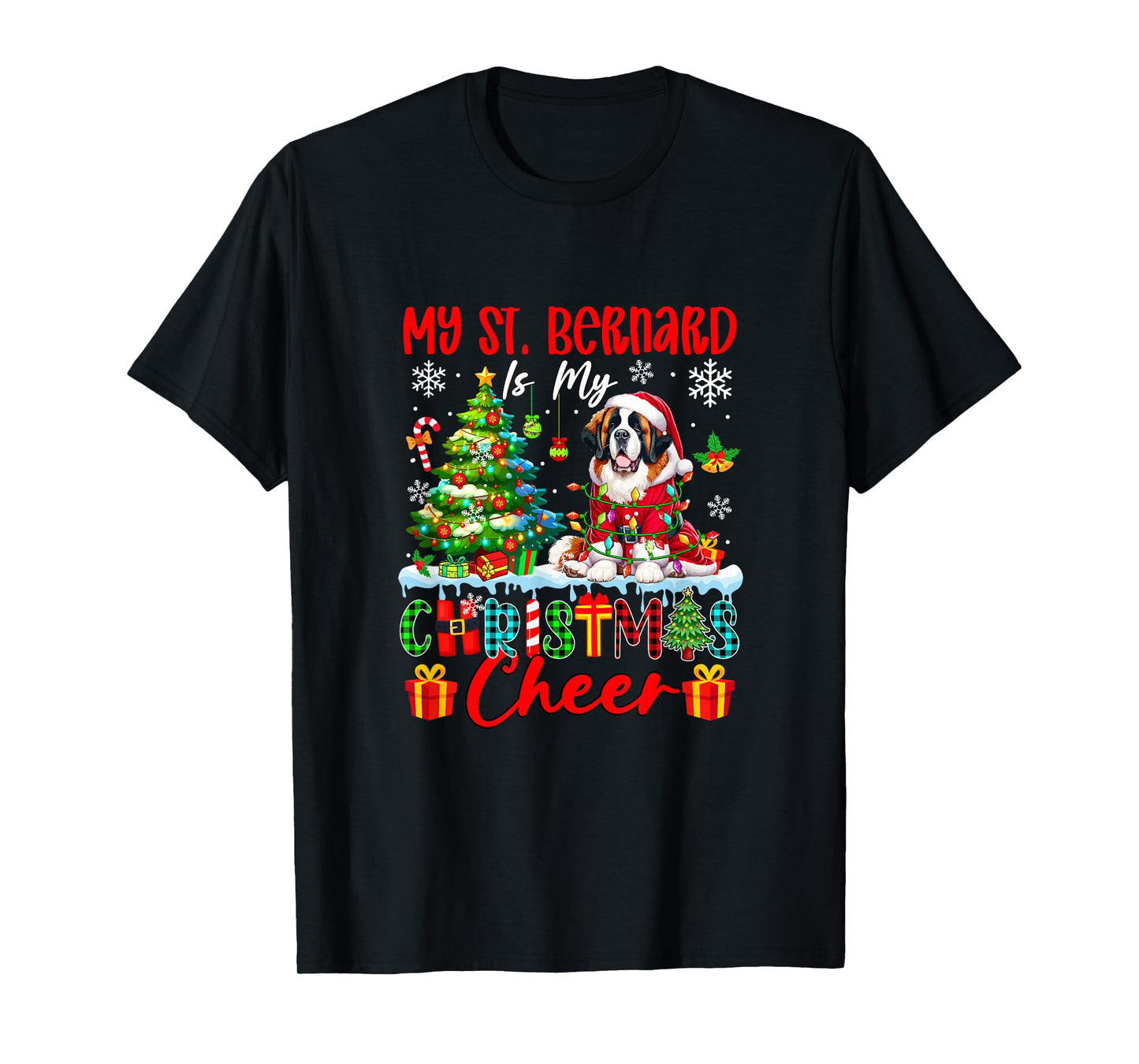 My St. Bernard is My Xmas Cheer Funny Santa Dog Owner Kids T-Shirt