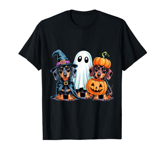 Dachshund Halloween Funny Wiener Dog Pumpkin Weenie Witch T-Shirt