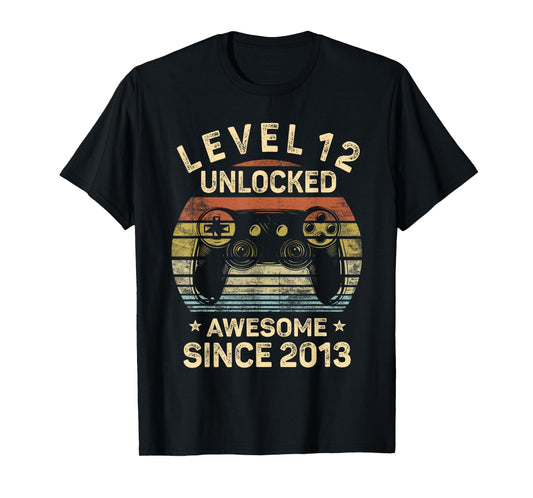 Level 12 Unlocked 12th Birthday 12 Year Old Gifts Gamer Bday T-Shirt