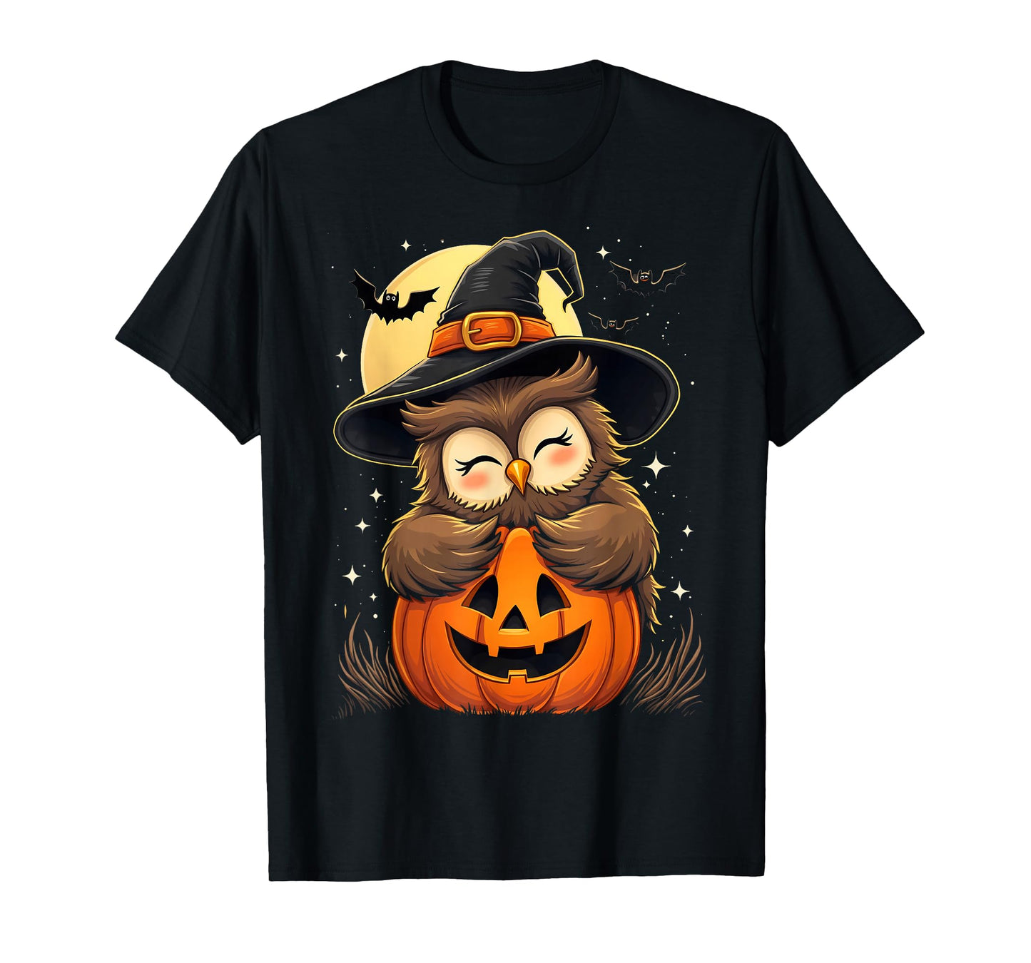 Halloween Owl Witch Hat Pumpkin Spooky T-Shirt