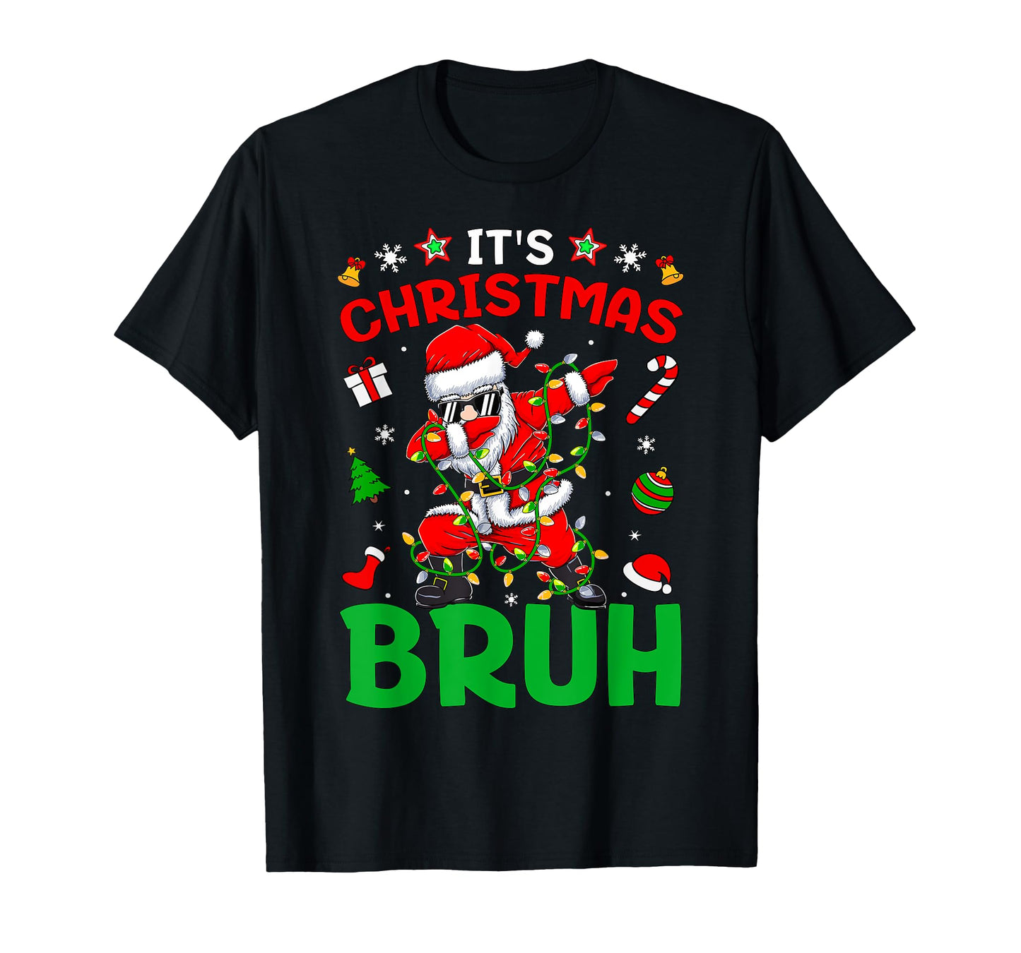 Bruh Christmas Boys Kids Santa Claus Dabbing Funny Xmas T-Shirt