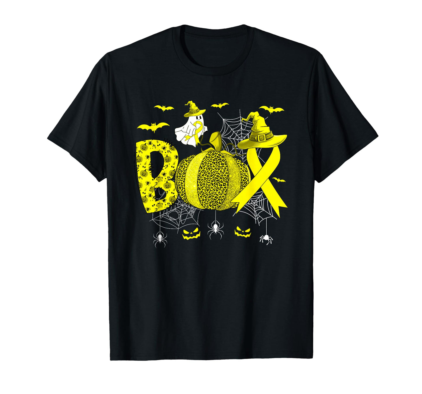 Boo Spina Bifida Yellow Ribbon Ghost Witch Pumpkin Halloween T-Shirt