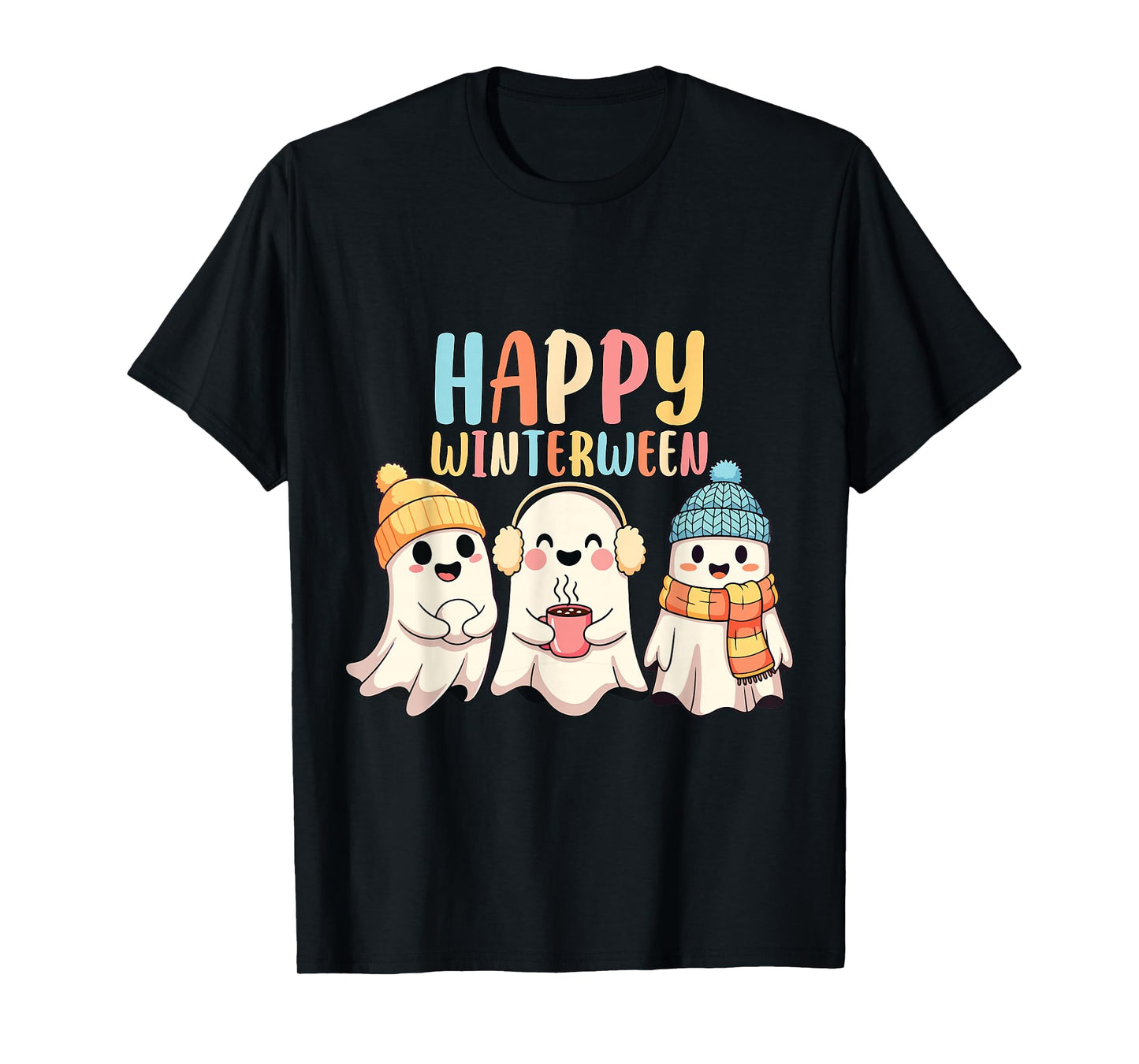 Happy Winterween Cute Ghosts Winter Halloween Christmas T-Shirt
