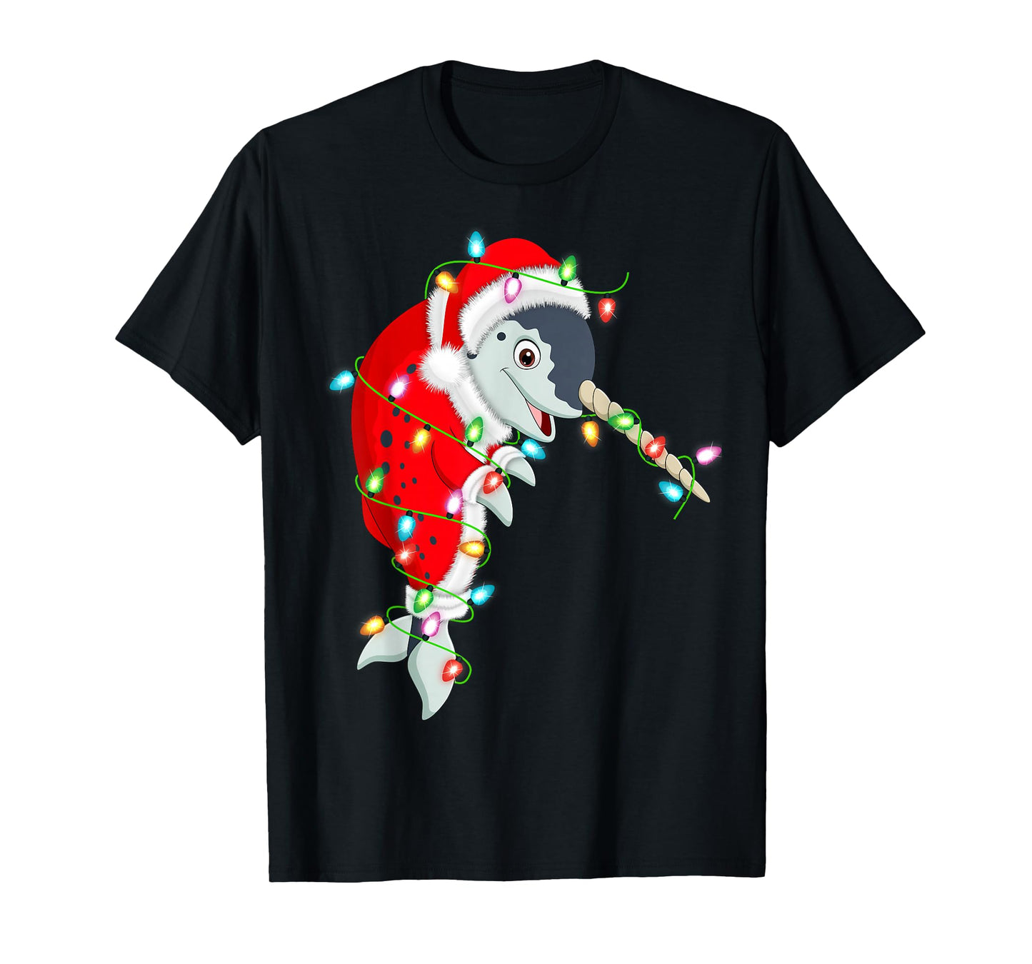 Narwhal Christmas Lights Santa Costume Cute Animal Xmas T-Shirt