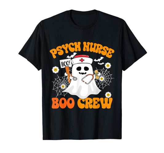 Cute Psych Nurse Boo Crew Funny Shirt Ghost Halloween T-Shirt