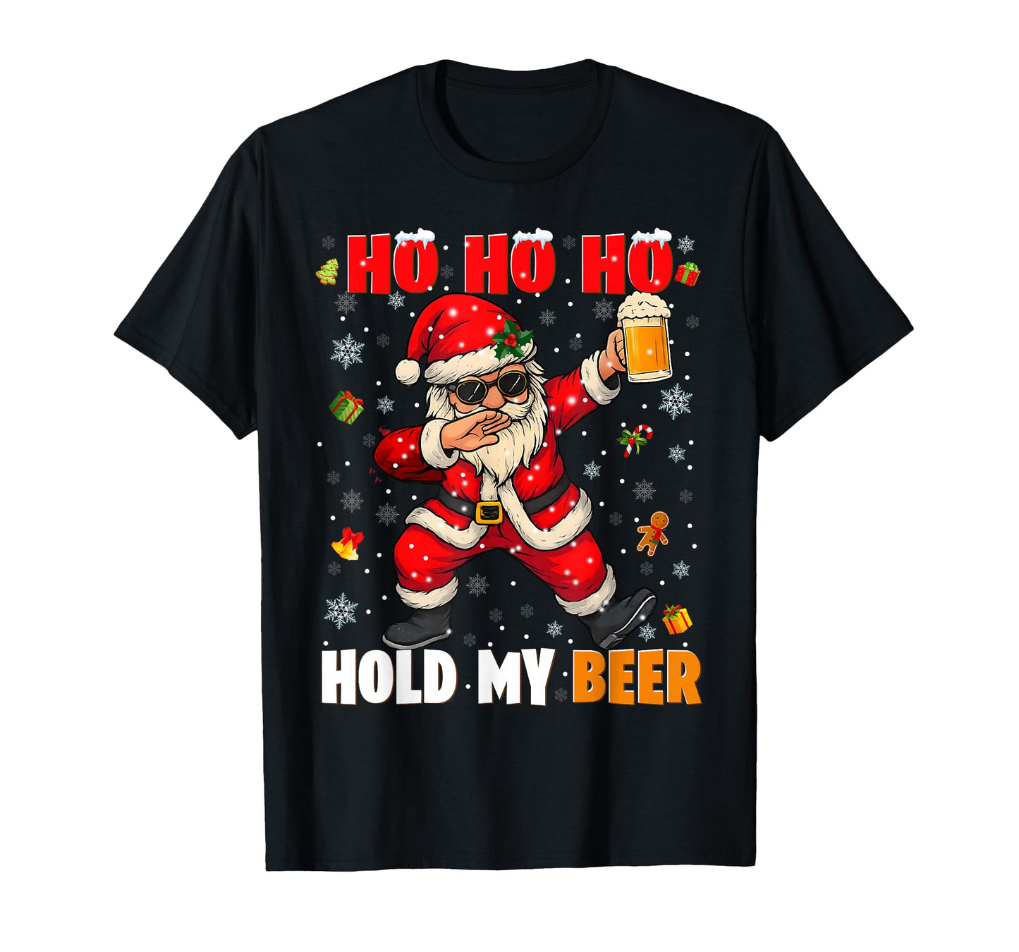 Ho Ho Hold My Drink Cool Dabbing Santa Christmas Xmas Men T-Shirt