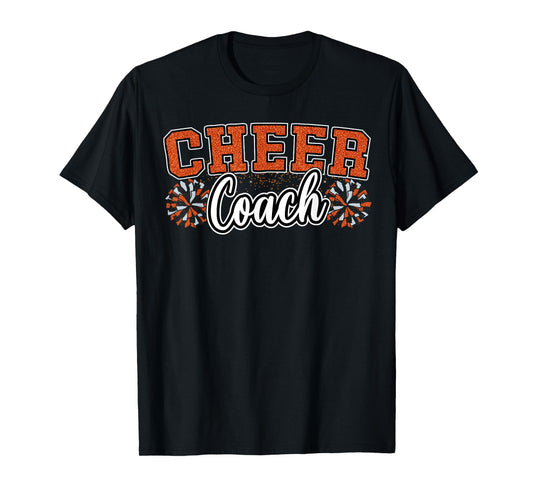 Loud Proud Cheer Coach Orange Pom Poms Cheerleader Women T-Shirt