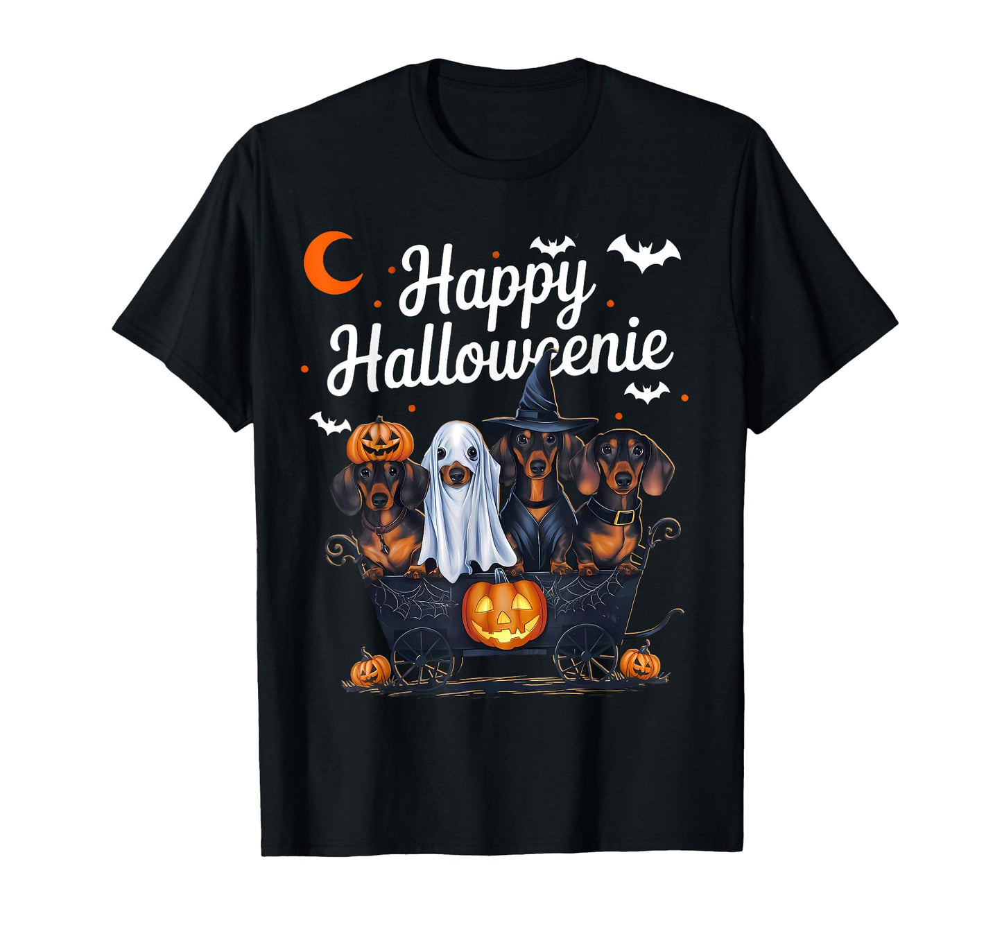 Happy Halloweenie Weiner Dog Cute Dachshund Witch Hat T-Shirt