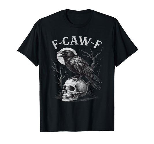 F-Caw-F Black Crow Bird Retro Vintage Gothic Moon F-Caw-F T-Shirt