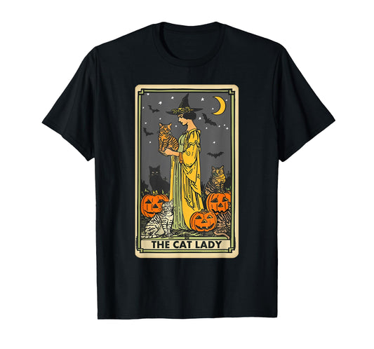 The Cat Lady Tarot Card Vintage Gothic Cat Women Cat Mom T-Shirt