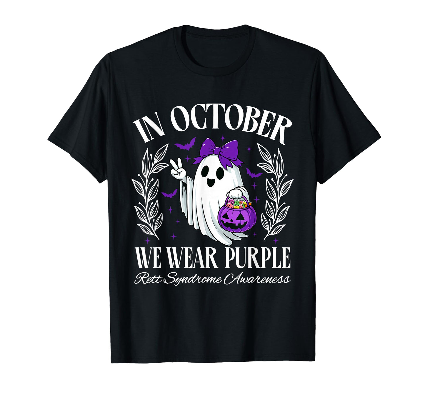 in October We Wear Purple Rett Syndrome Awareness Halloween T-Shirt