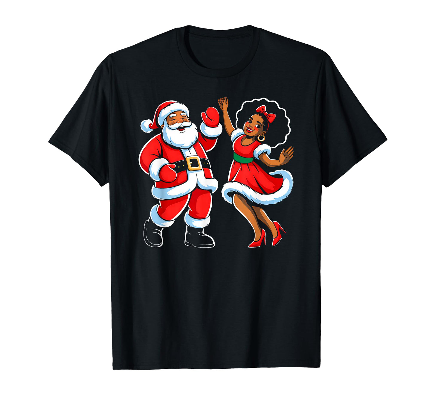 African American Santa Claus Dancing Funny Christmas Pajama T-Shirt