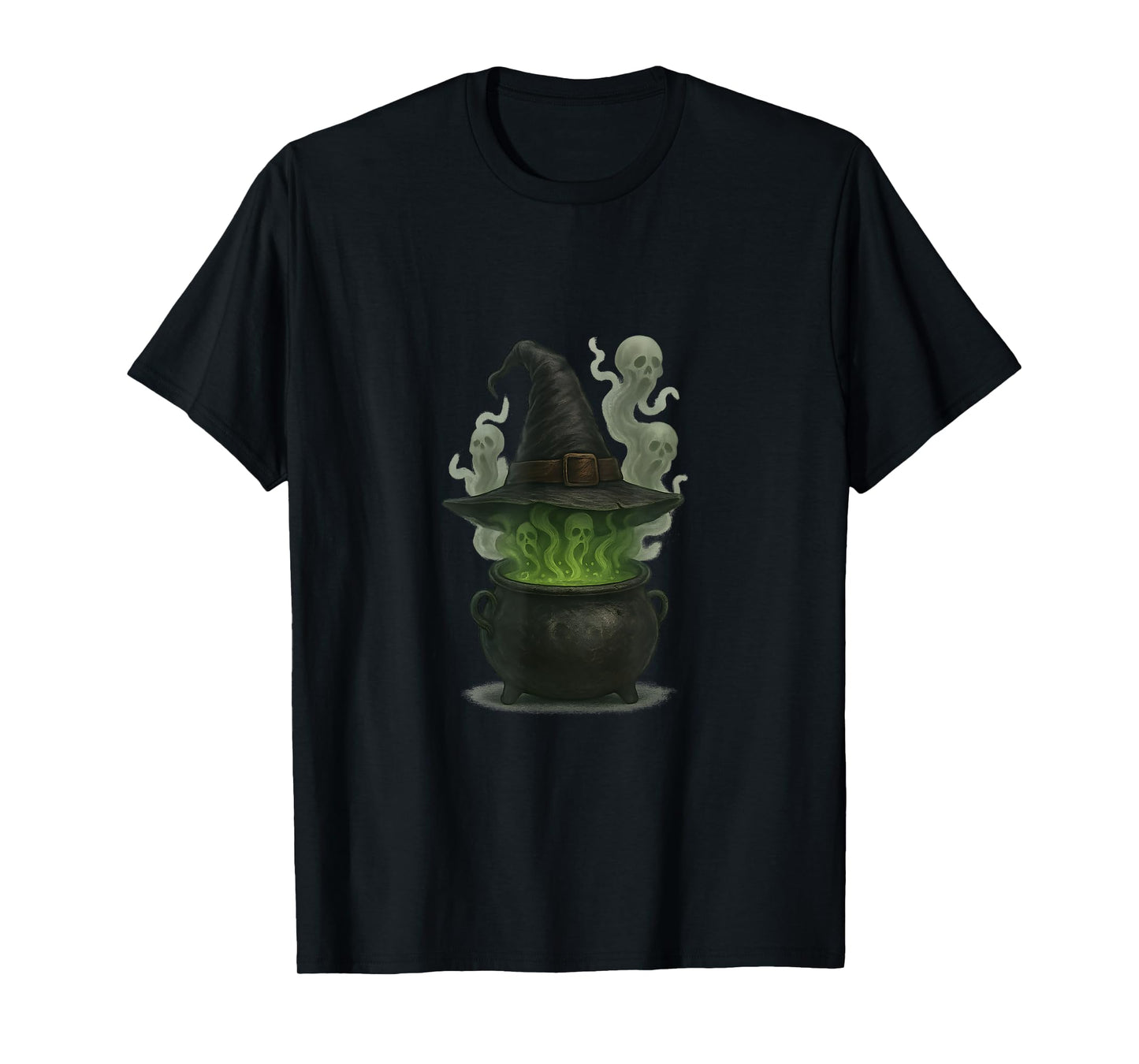 Witch's Cauldron with Witch Hat Scary Halloween Motif T-Shirt