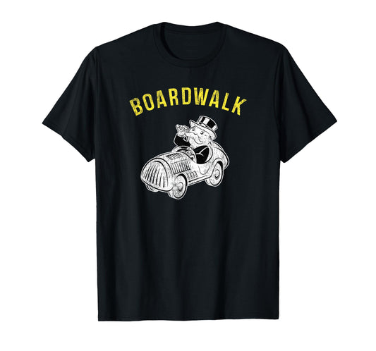 Monopoly Mr. Monopoly Boardwalk Car Ride Gaming Distressed T-Shirt