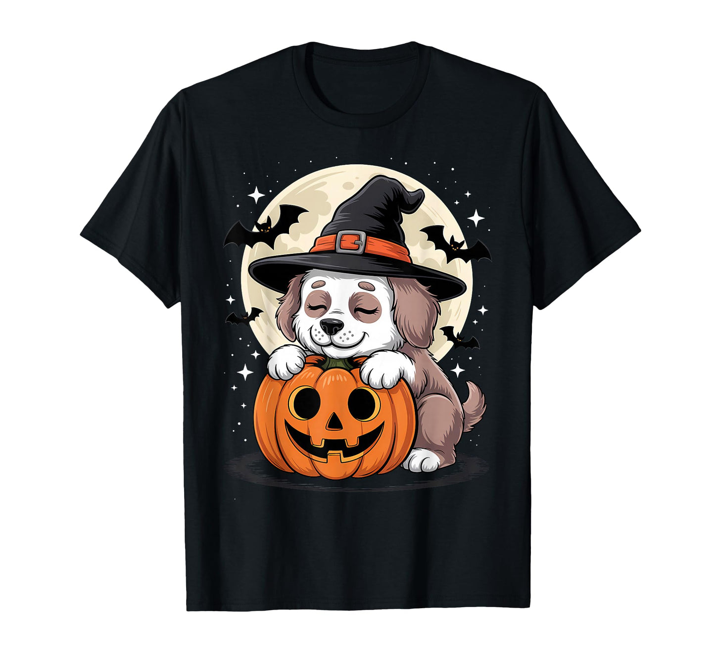 Halloween Dog Witch Hat Pumpkin Spooky T-Shirt