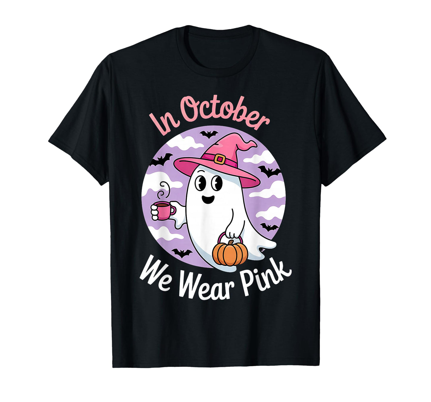 in October We Wear Pink Breast Cancer Gaming Print T-Shirt