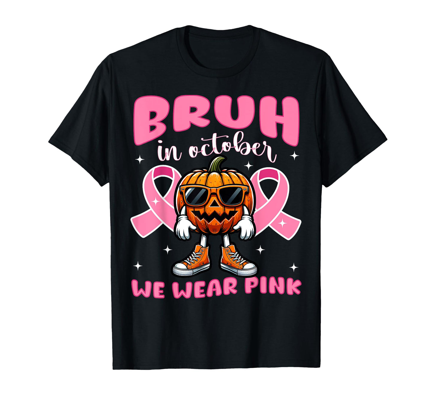 Breast Cancer Awareness For Girls Boys Kid Halloween Pumpkin T-Shirt